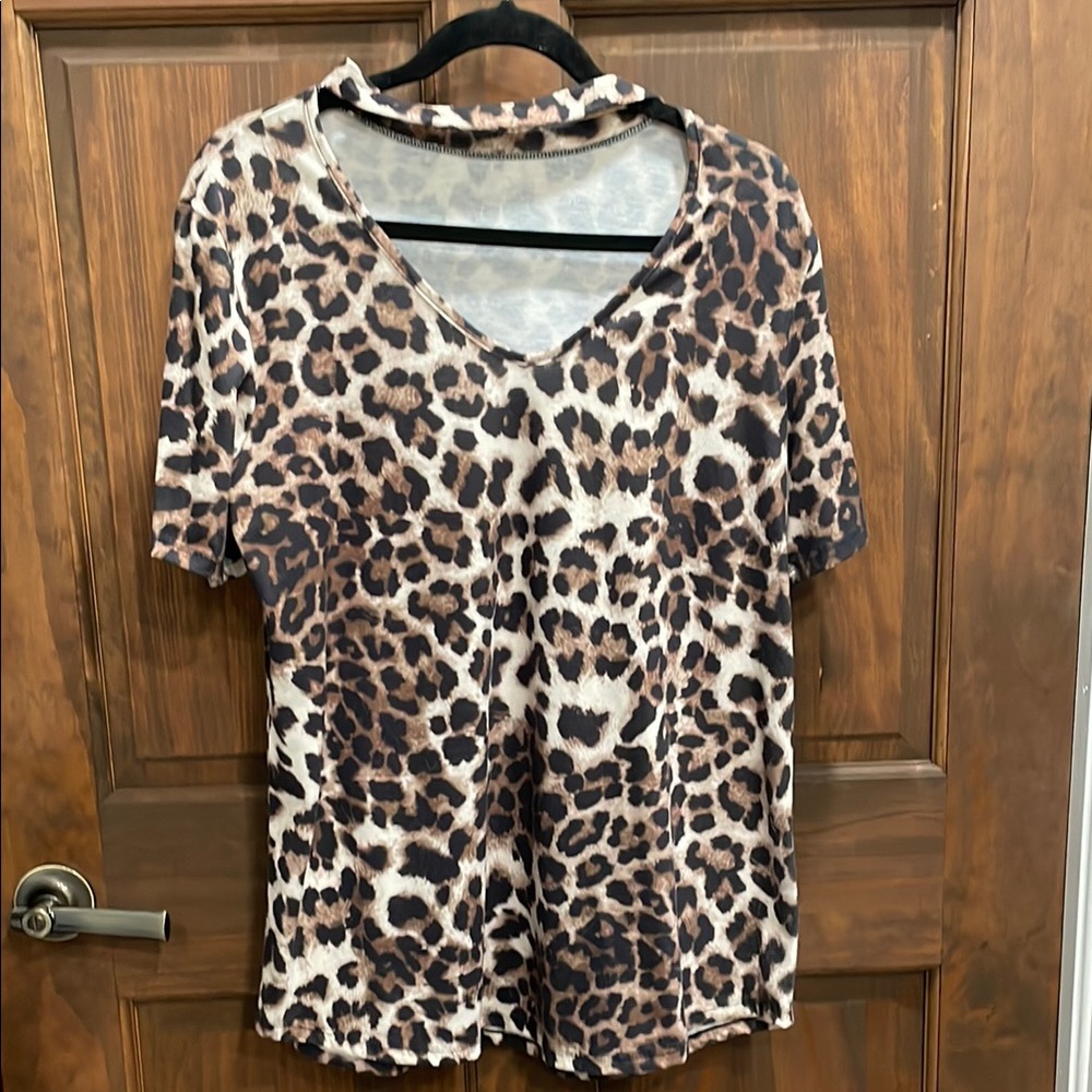 Leopard Print V-Neck Women's Top